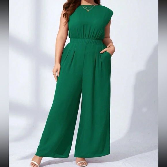 Plus size navy blue wide leg jumpsuit - Picture 10 of 13